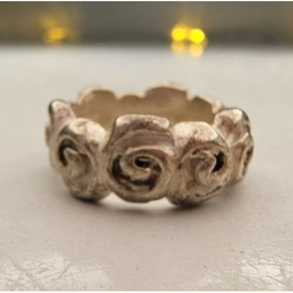 925 Matte Sterling Silver Swirl Band Ring, Size 6 - Picture 4 of 5